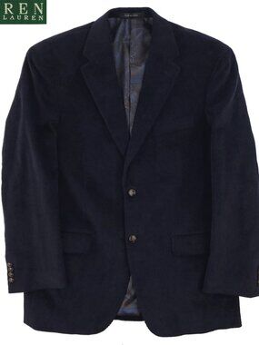 Lauren Ralph Lauren Corduroy Sport Coat Blazer Jacket 2 Button Navy Blue Men 40R